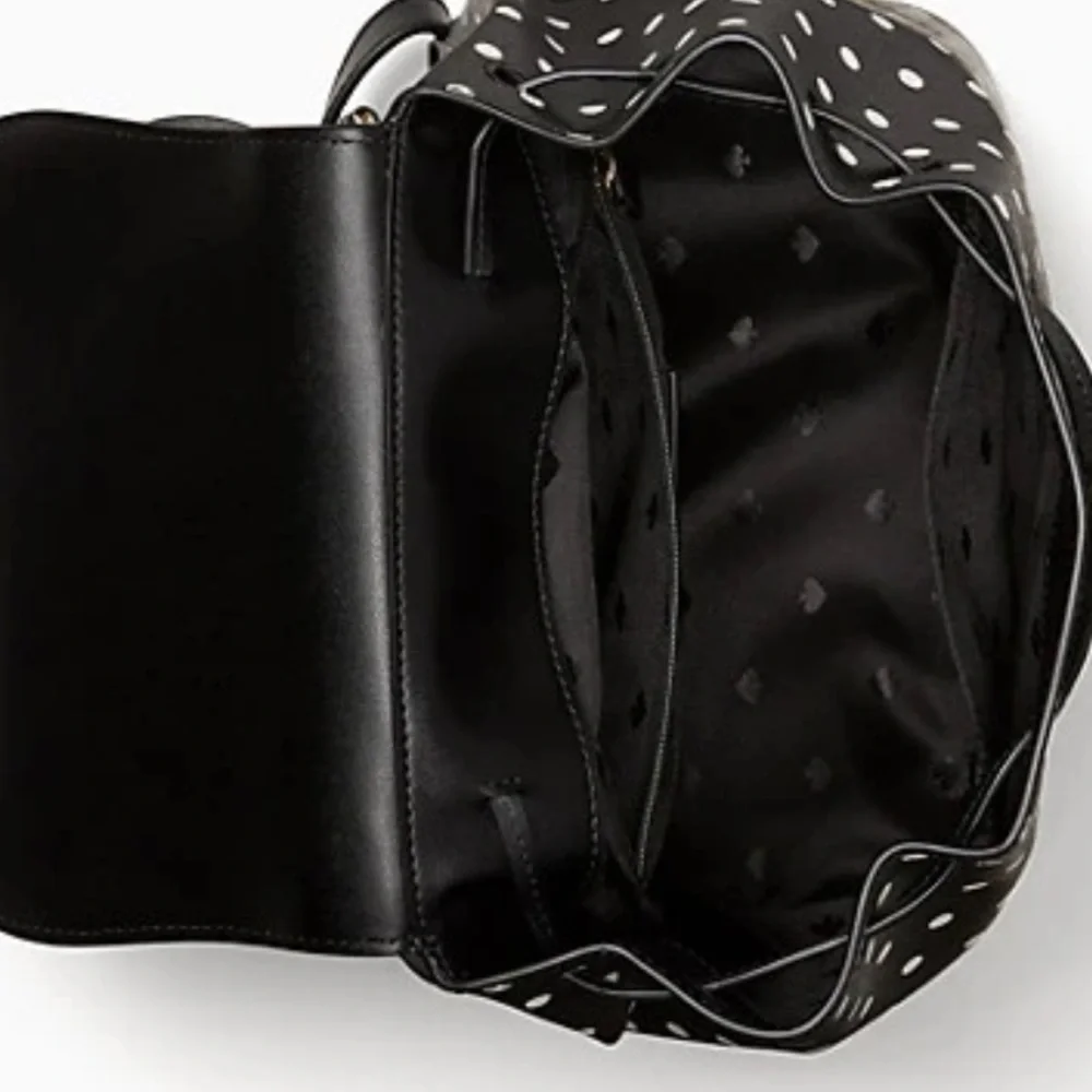 NWT Kate Spade Disney X Minnie Mouse Polka Dot Backpack black white Holiday - Picture 4 of 7